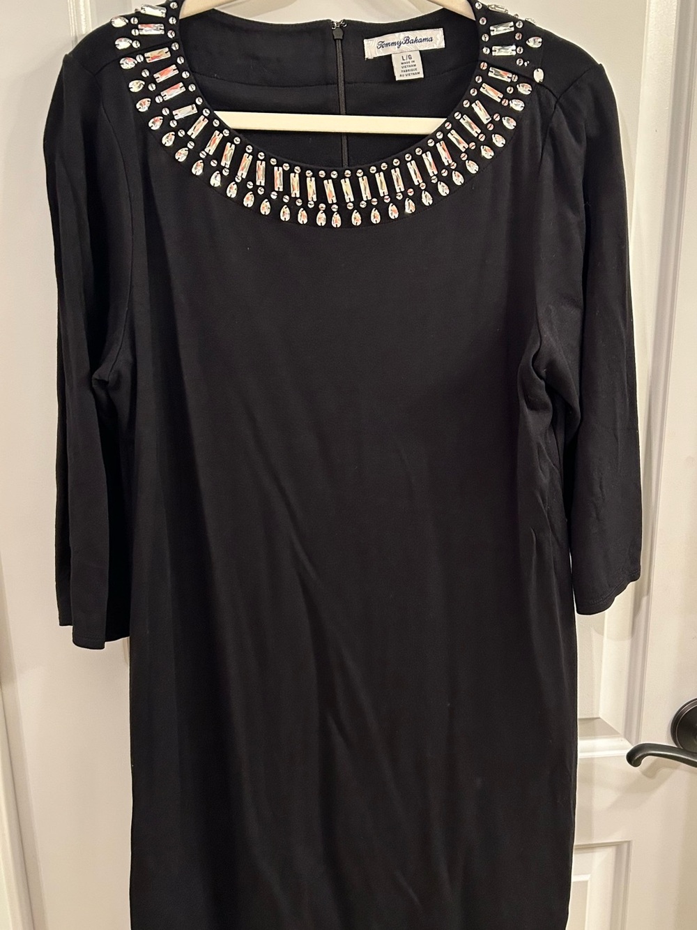 Tommy Bahama Black Crewneck Dress with Back Zip Detail